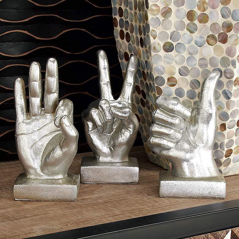 Image 1 Gestures Distressed Silver Hand Sculptures Set of 3