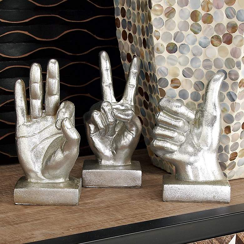 Image 1 Gestures Distressed Silver Hand Sculptures Set of 3