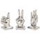 Gestures Lacquered Silver Hand Sculptures Set of 3