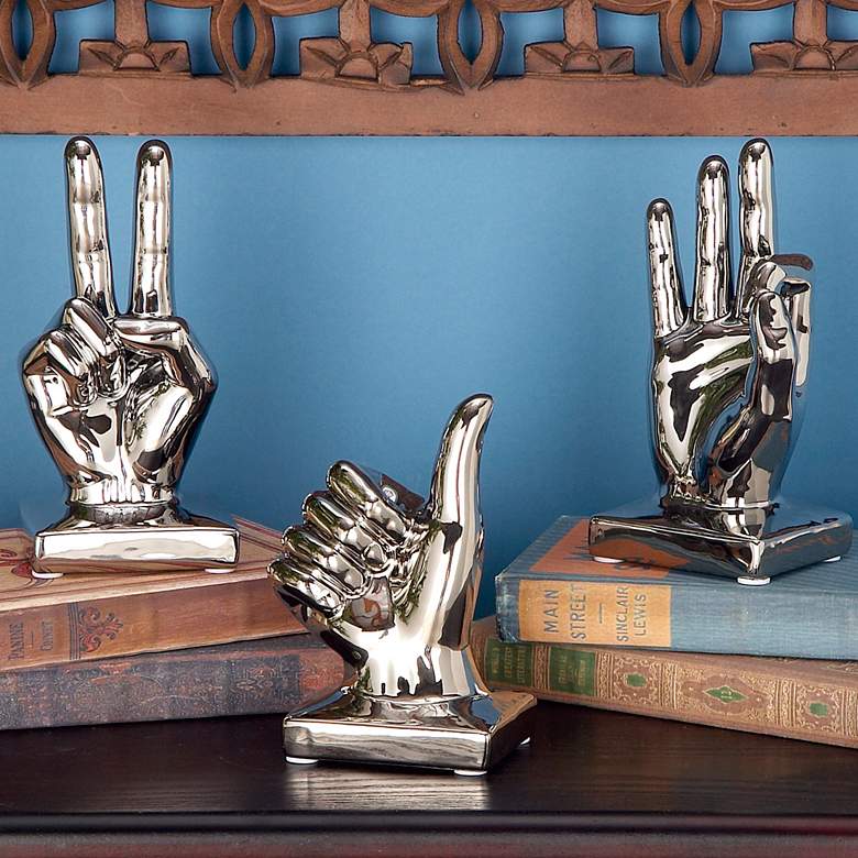 Image 1 Gestures Lacquered Silver Hand Sculptures Set of 3