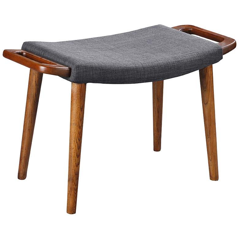 Image 1 Geta Charcoal Linen Weave Fabric Ottoman