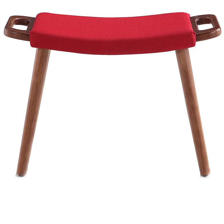 Image 3 Geta Red Linen Weave Fabric Ottoman more views