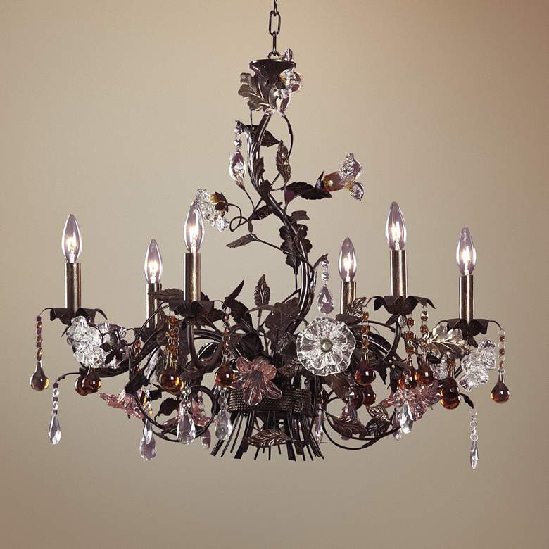Image 1 Ghia 29 inch Wide 6-Light Vine and Flower Crystal Chandelier