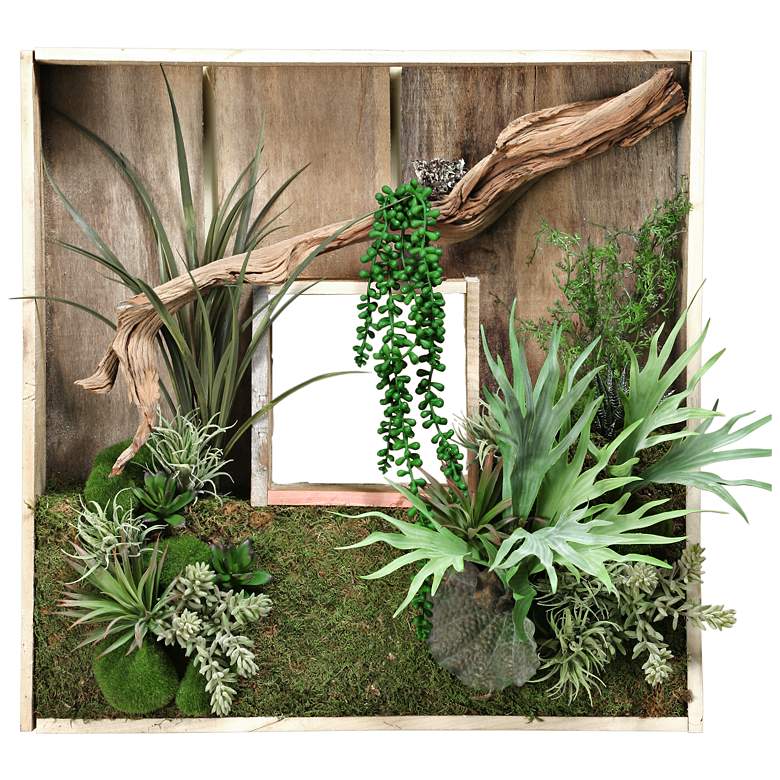 Image 1 Ghostwood and Staghorn Fern 26 1/2 inch High Faux Plant in Box