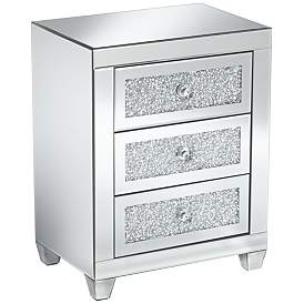Image2 of Gia 20" Wide Mirrored Silver 3-Drawer Side Table