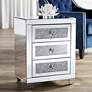 Gia 20" Wide Mirrored Silver 3-Drawer Side Table