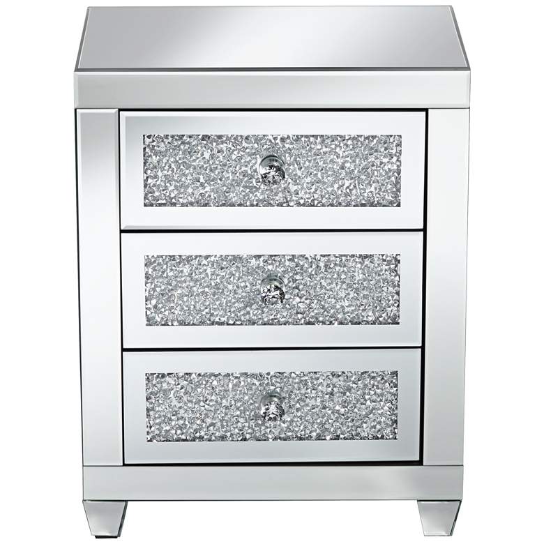 Image 6 Gia 20 inch Wide Mirrored Silver 3-Drawer Side Table more views