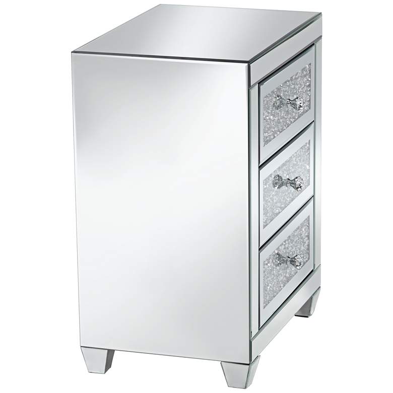 Image 7 Gia 20" Wide Mirrored Silver 3-Drawer Side Table more views