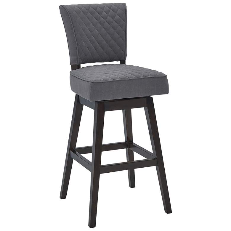 Image 1 Gia 27 in. Swivel Barstool in Espresso Finish with Gray Fabric