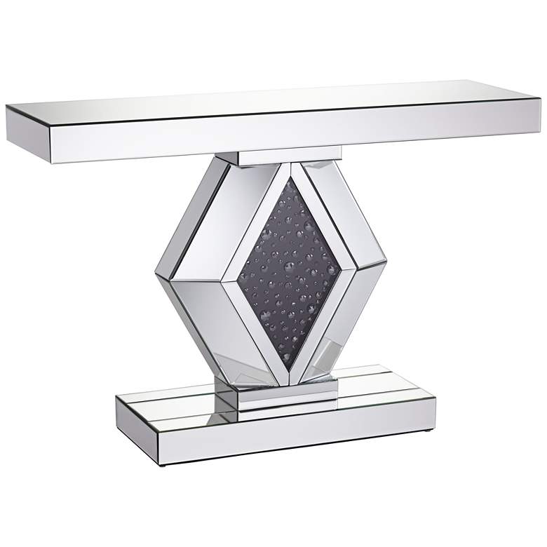 Image 1 Gia 47 inch Wide Diamond-Base Mirrored Console Table