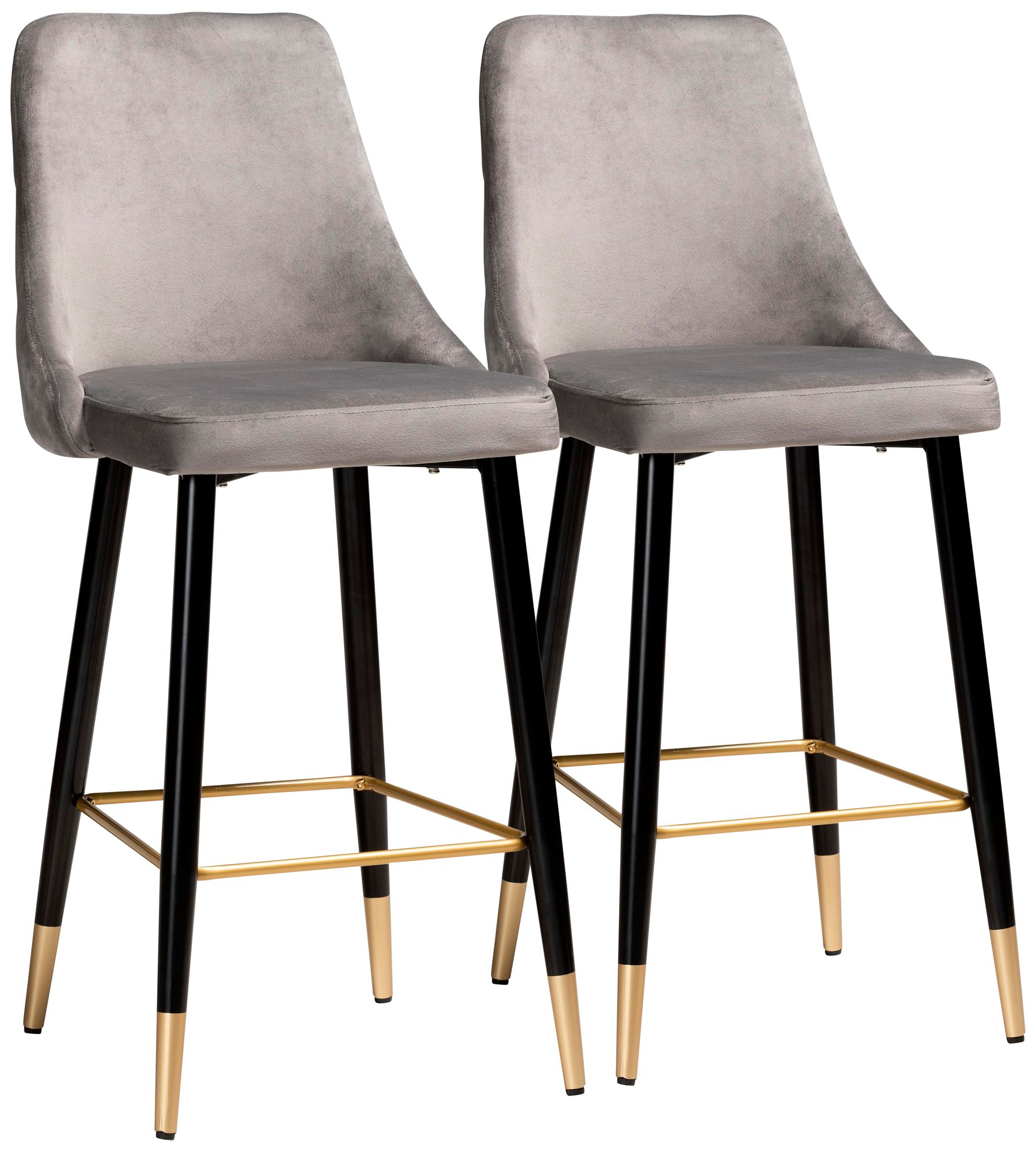 Giada 28 1/4" Gray Velvet Fabric Bar Stools Set of 2