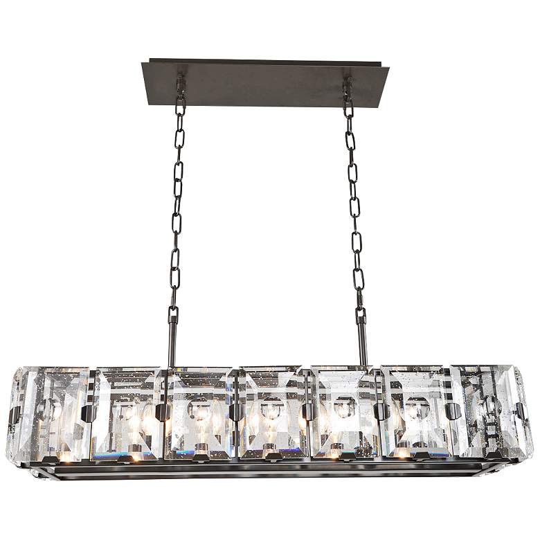 Image 2 Giada 37 inch Wide Bronze Crystal Kitchen Island Light Pendant