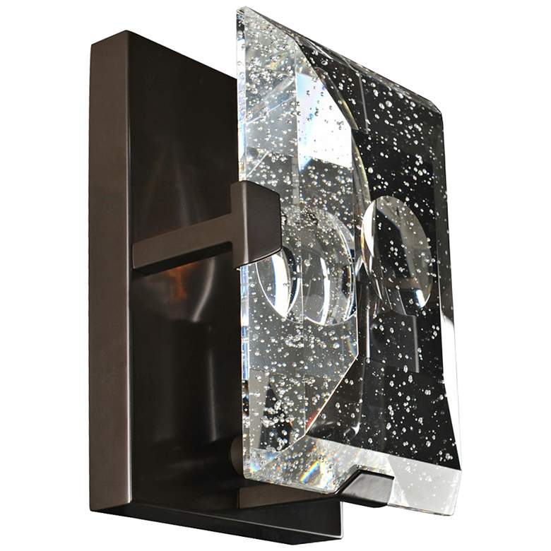 Image 1 Giada 6 3/4"H Bubble Crystal Slab Dark Bronze Wall Sconce