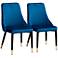 Giada Navy Blue Velvet Fabric Tufted Dining Chairs Set of 2