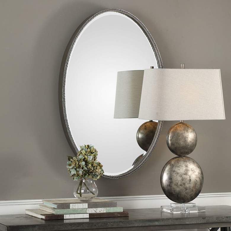 Image 1 Giana Silver 24 1/4 inch x 36 1/4 inch Oval Wall Mirror