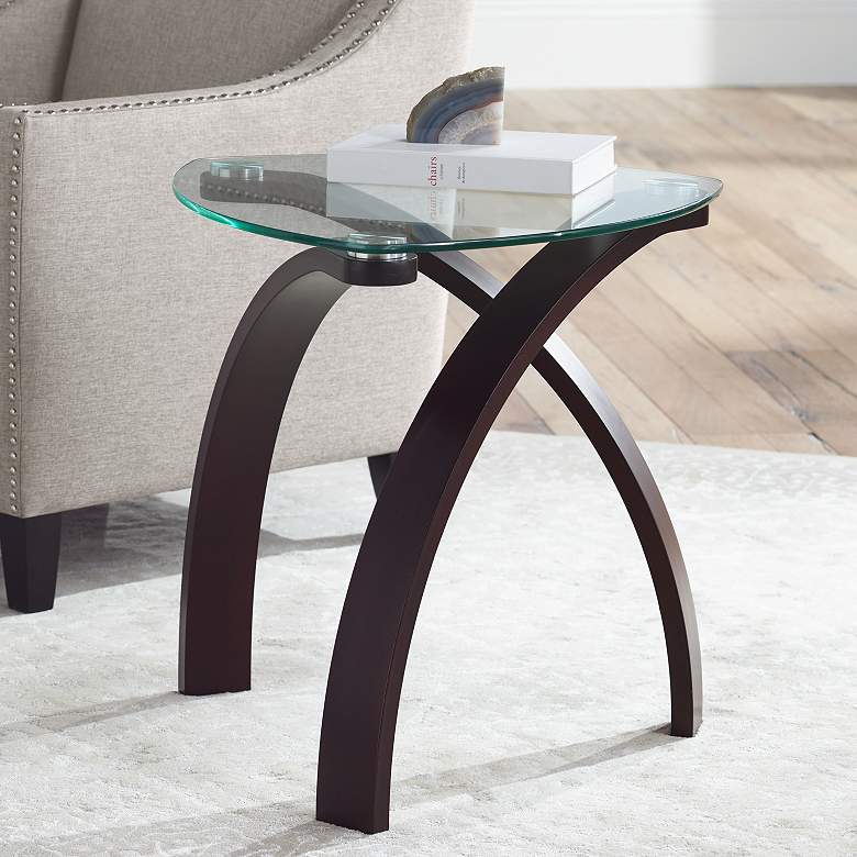 Image 1 Gianna 23 1/2" Wide Espresso and Glass Modern End Table