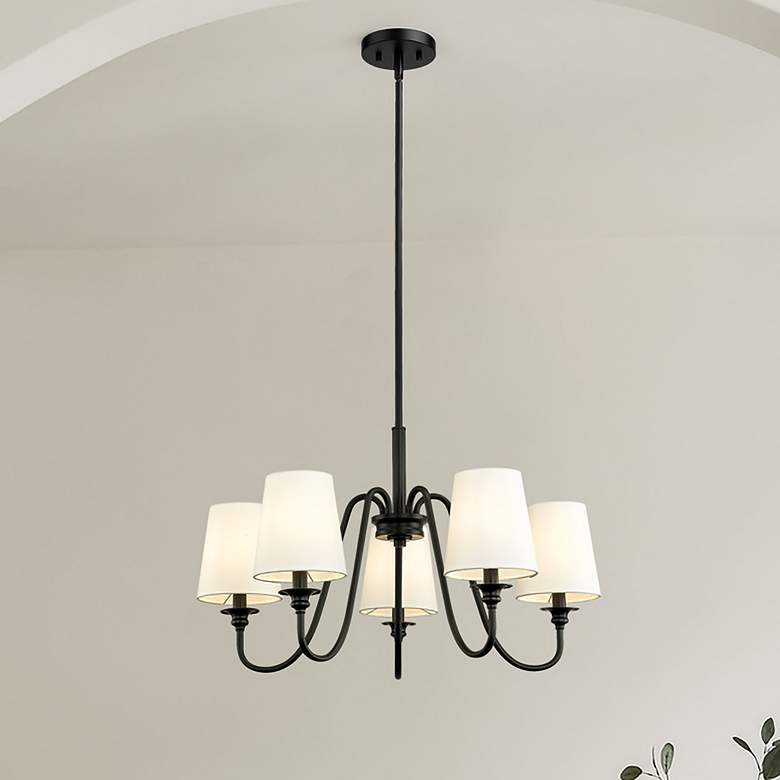 Image 1 Gianna 26" Wide Matte Black 5-Light Chandelier