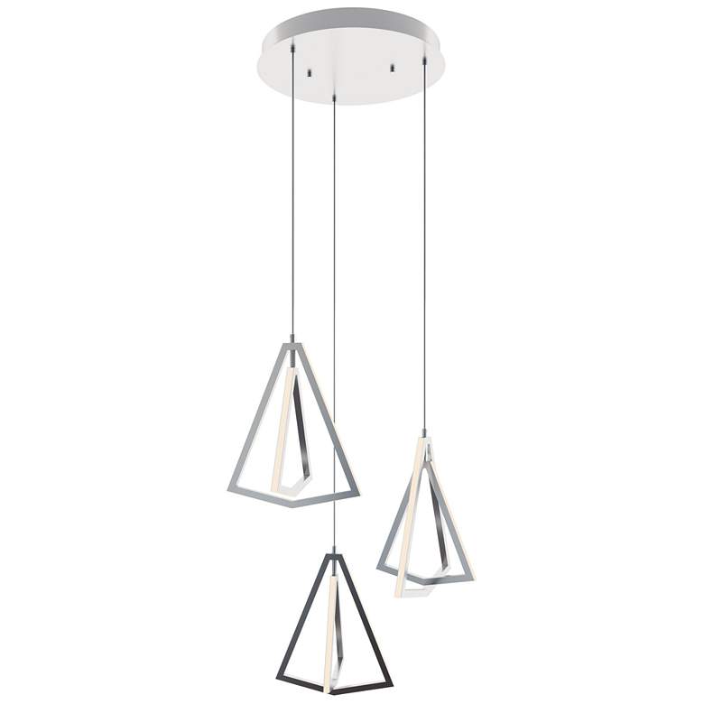 Image 1 Gianna 27.5" 3 Light Round Satin Nickel LED Pendant