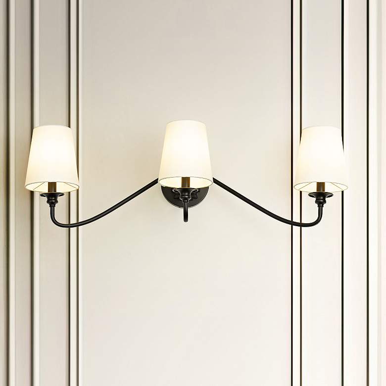Image 2 Gianna 32" Wide Matte Black 3-Light Bath Light