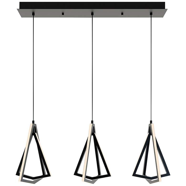 Image 3 Gianna 36" Wide Black 3-Light Linear LED Pendant