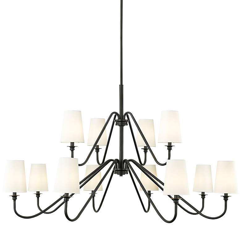Image 3 Gianna 60 1/4" Wide Matte Black 12-Light 2-Tier Chandelier