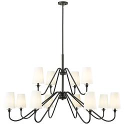 Gianna 60 1/4" Wide Matte Black 12-Light 2-Tier Chandelier
