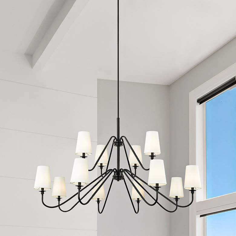 Image 2 Gianna 60 1/4" Wide Matte Black 12-Light 2-Tier Chandelier