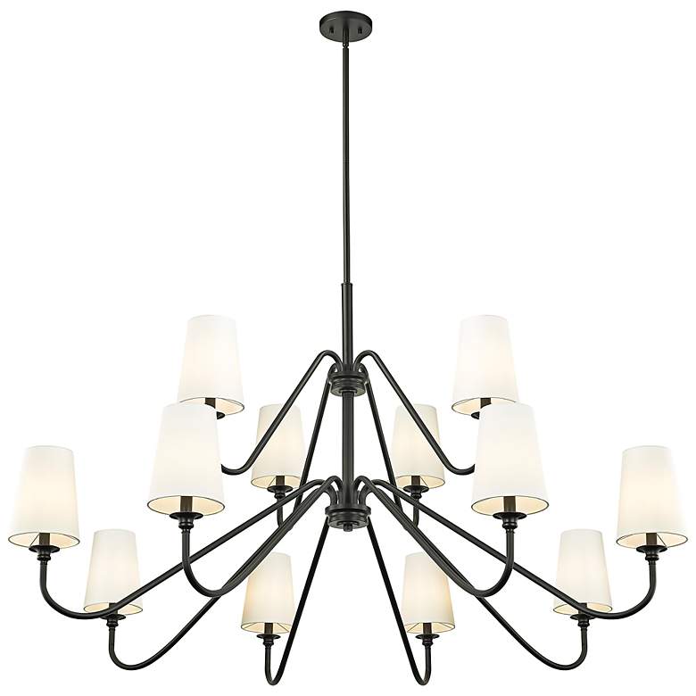 Image 7 Gianna 60 1/4" Wide Matte Black 12-Light 2-Tier Chandelier more views