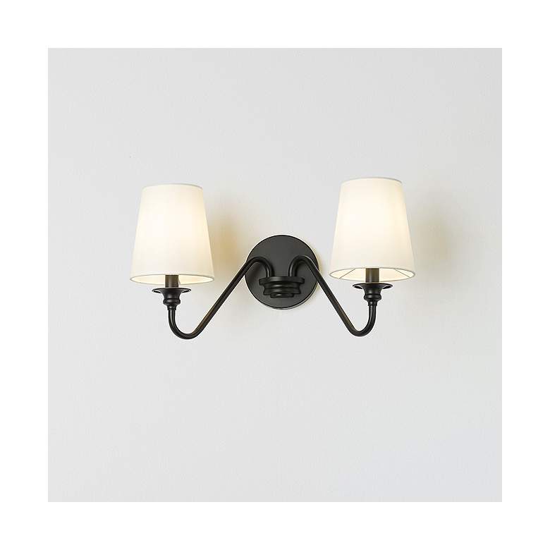Image 1 Gianna 9 3/4" High Matte Black 2-Light Wall Sconce