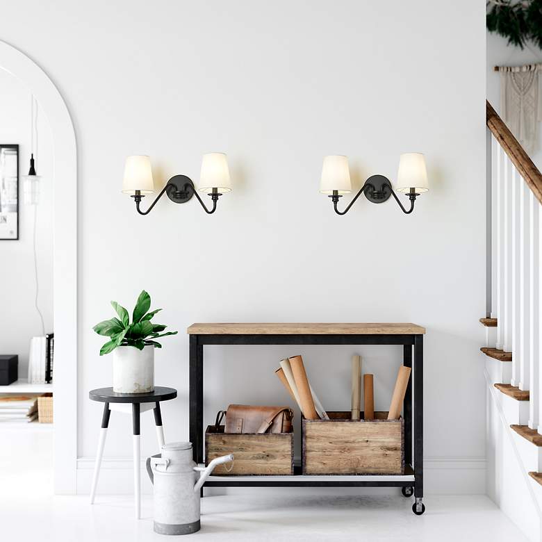 Image 3 Gianna 9 3/4" High Matte Black 2-Light Wall Sconce more views