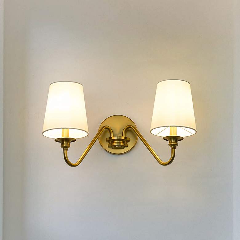 Image 2 Gianna 9 3/4" High Modern Gold 2-Light Wall Sconce