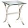 Gianna Satin Silver Glass Top Accent Table