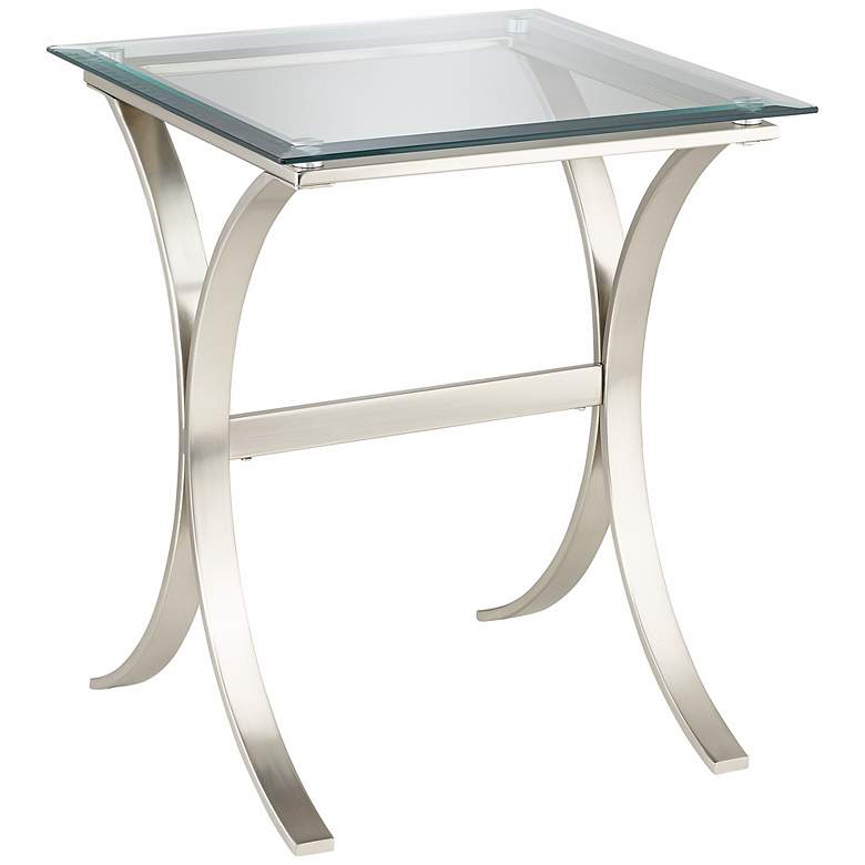 Image 1 Gianna Satin Silver Glass Top Accent Table
