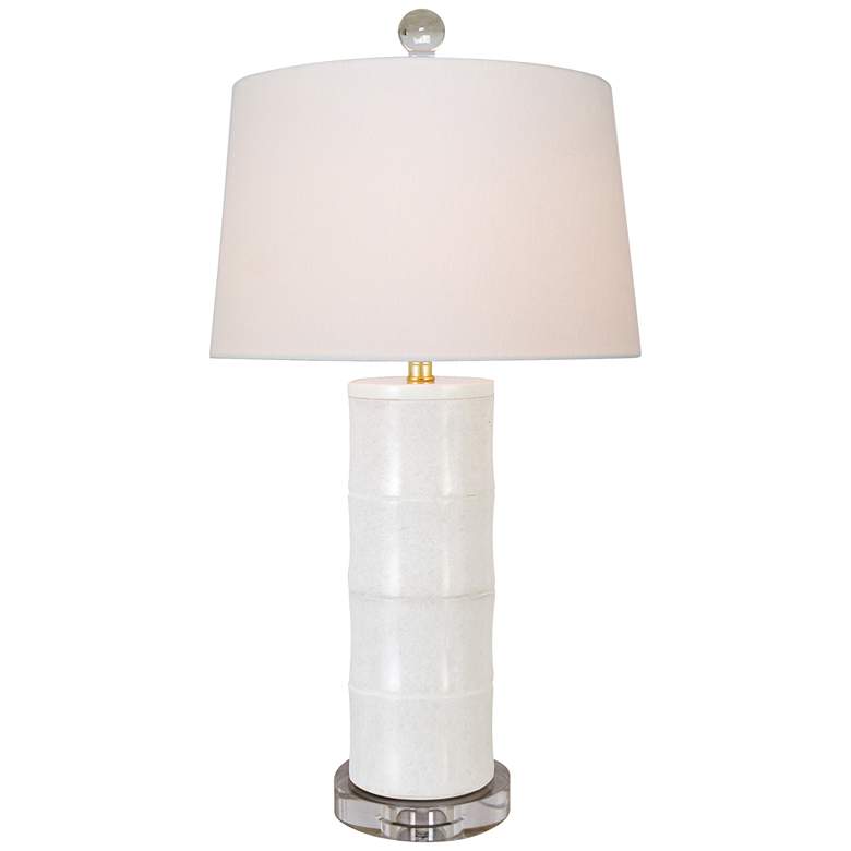 Image 1 Giant Bamboo 22 inch High White Cylinder Glass Table Lamp