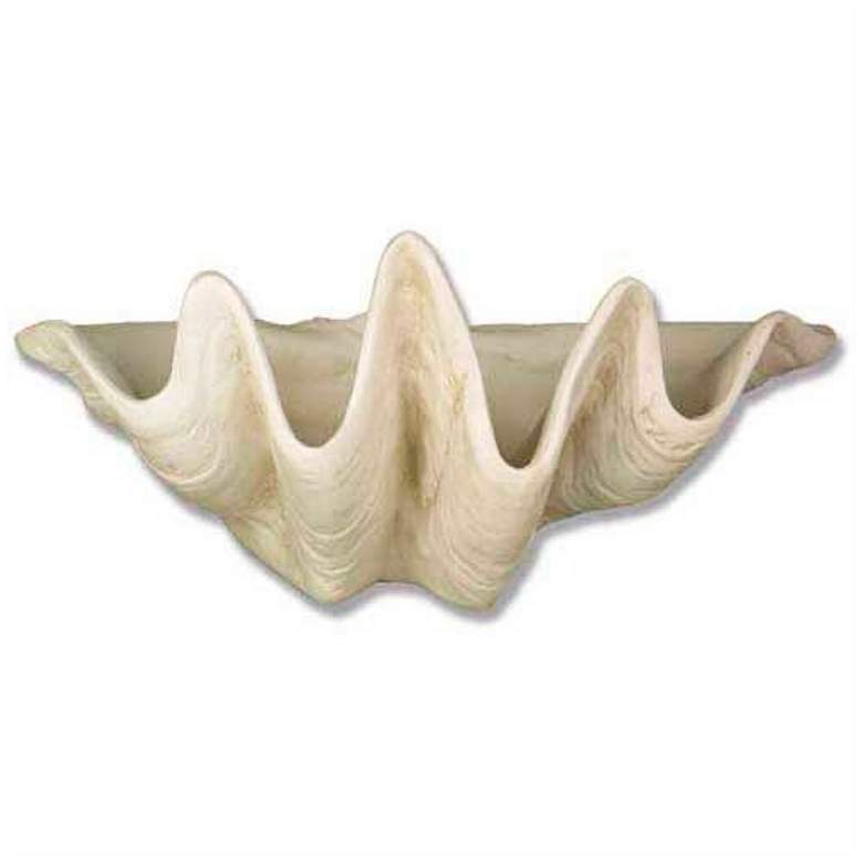 Image 1 Giant Clam Shell 48" Wide Antique Stone Outdoor Sculpture