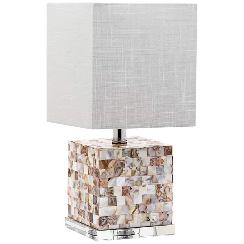 Image 1 Giavone Square Block 16 inchH Mother of Pearl Accent Table Lamp
