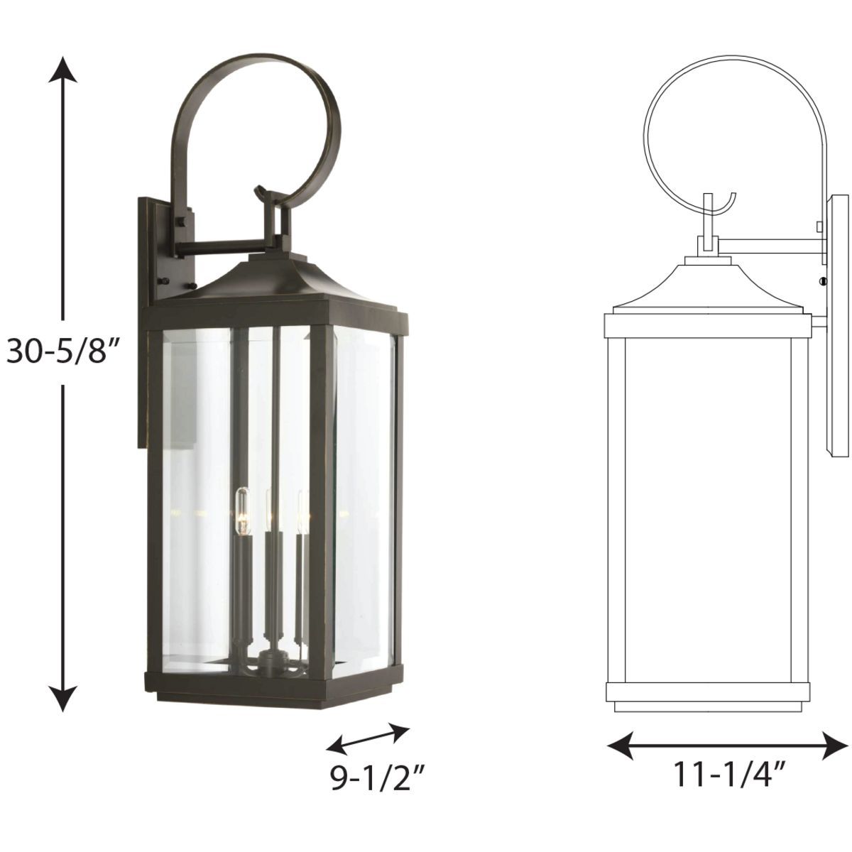 Image 6 Gibbes Street Collection Antique Bronze 3-Light Large Wall-Lantern more views