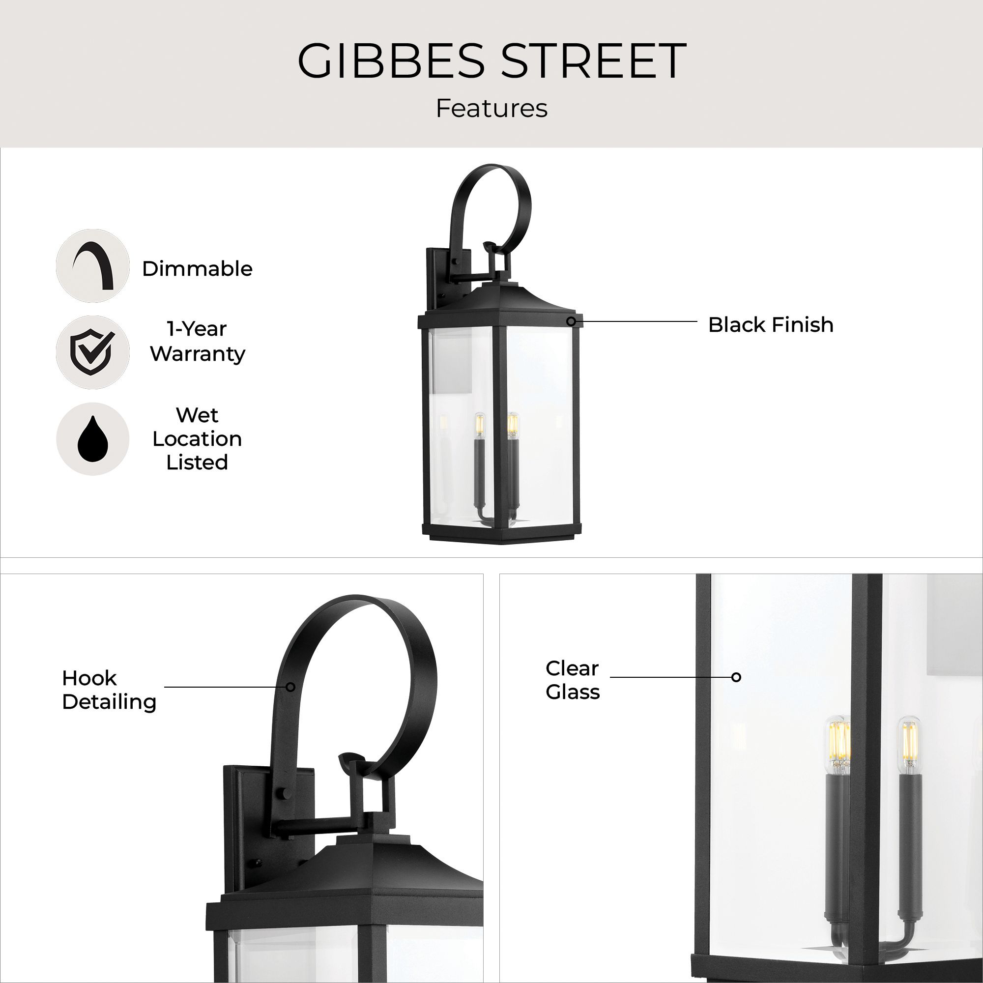 Image 3 Gibbes Street Collection Textured Black 1-Light Small Wall Lantern more views