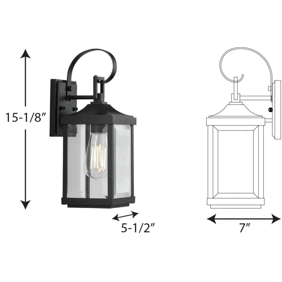 Gibbes Street Collection Textured Black 1-Light Small Wall Lantern
