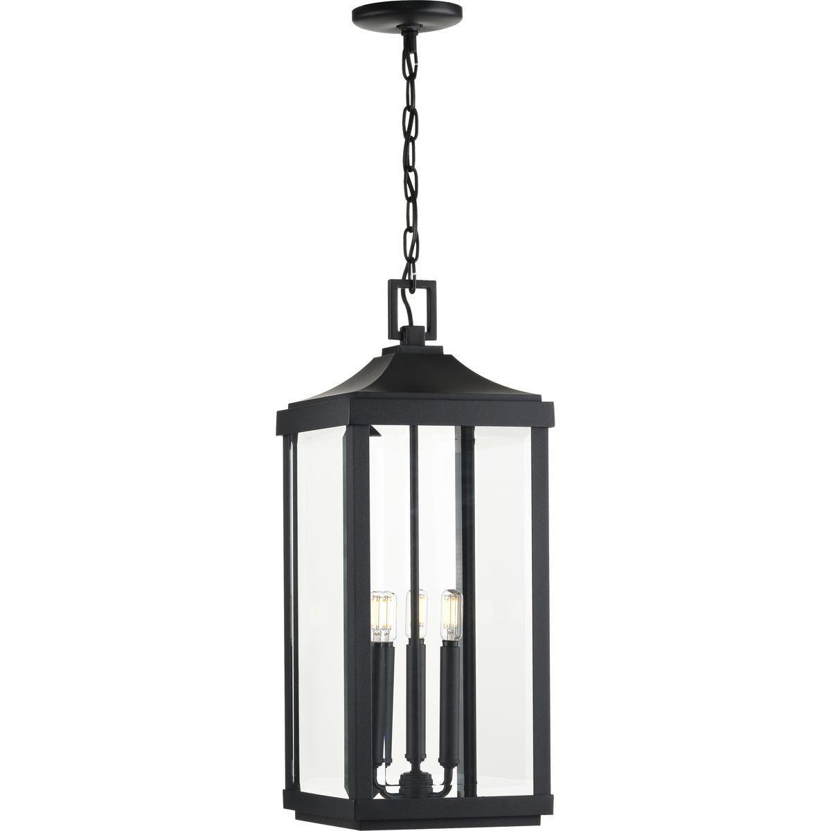 Image 7 Gibbes Street Collection Textured Black 3-Light Hanging Lantern more views