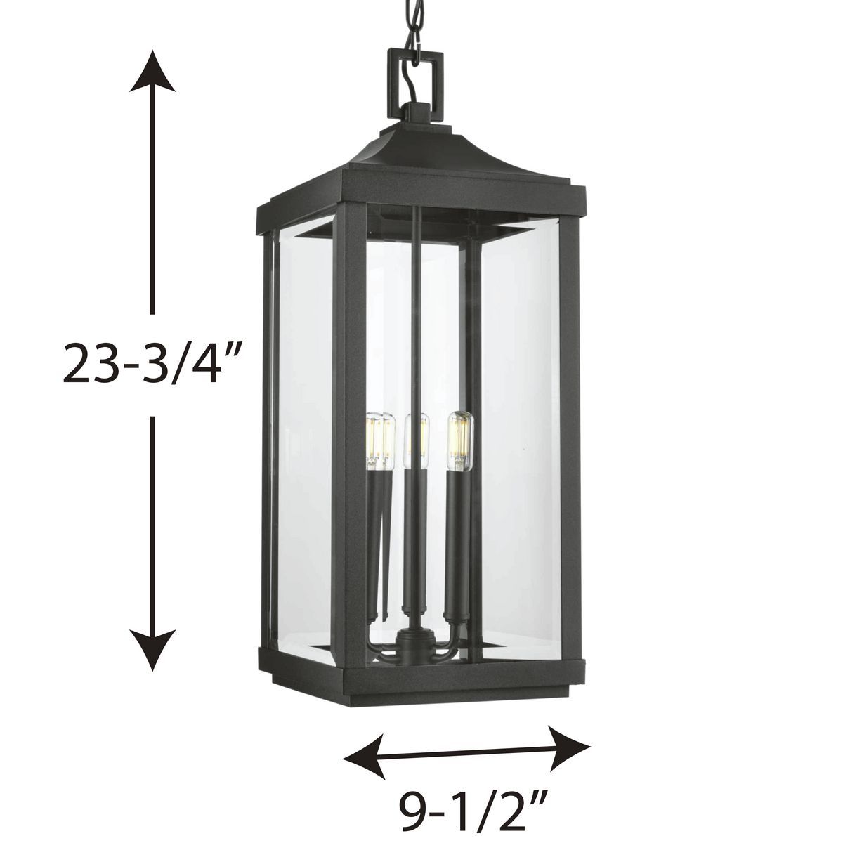 Gibbes Street Collection Textured Black 3-Light Hanging Lantern