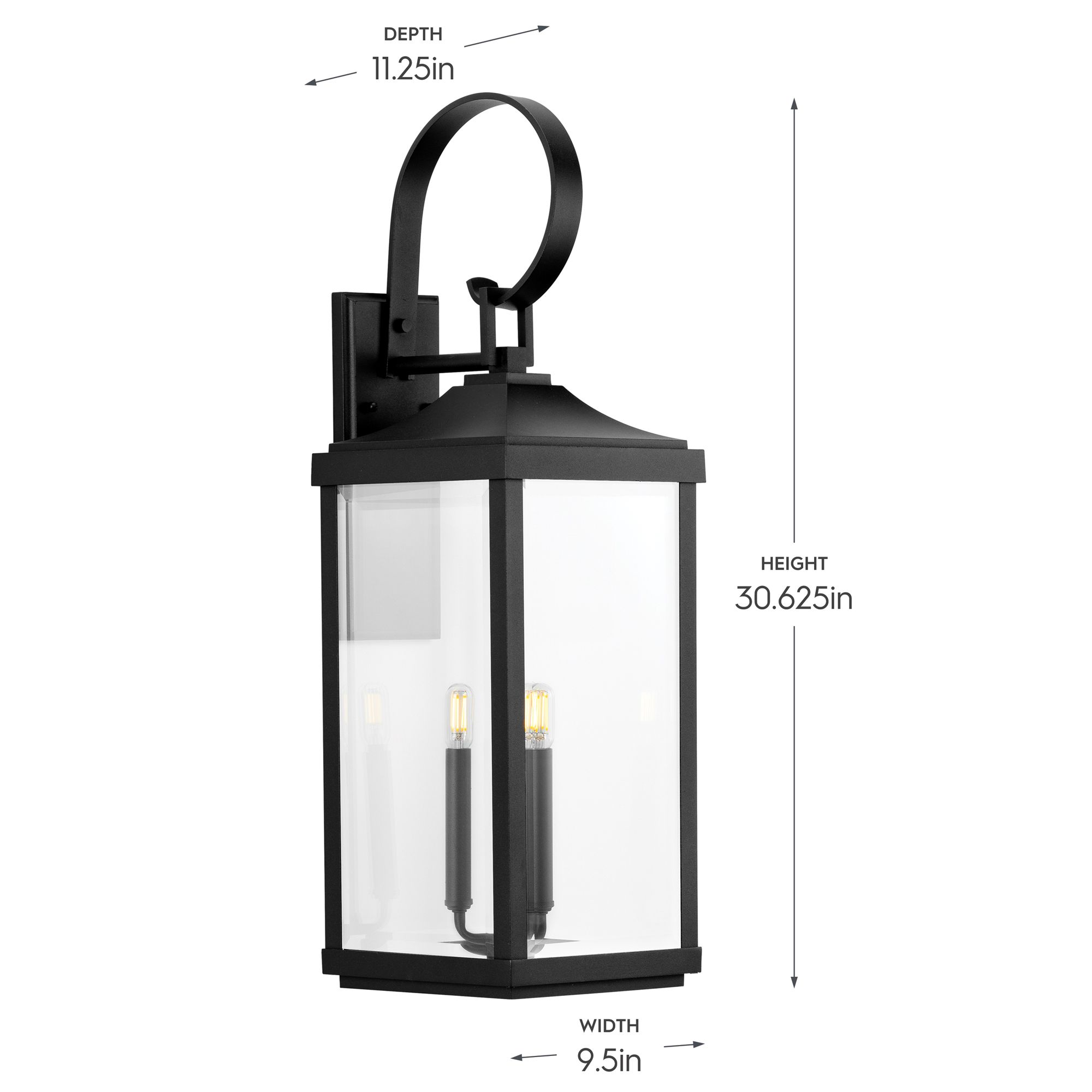 Gibbes Street Collection Textured Black 3-Light Large Wall-Lantern