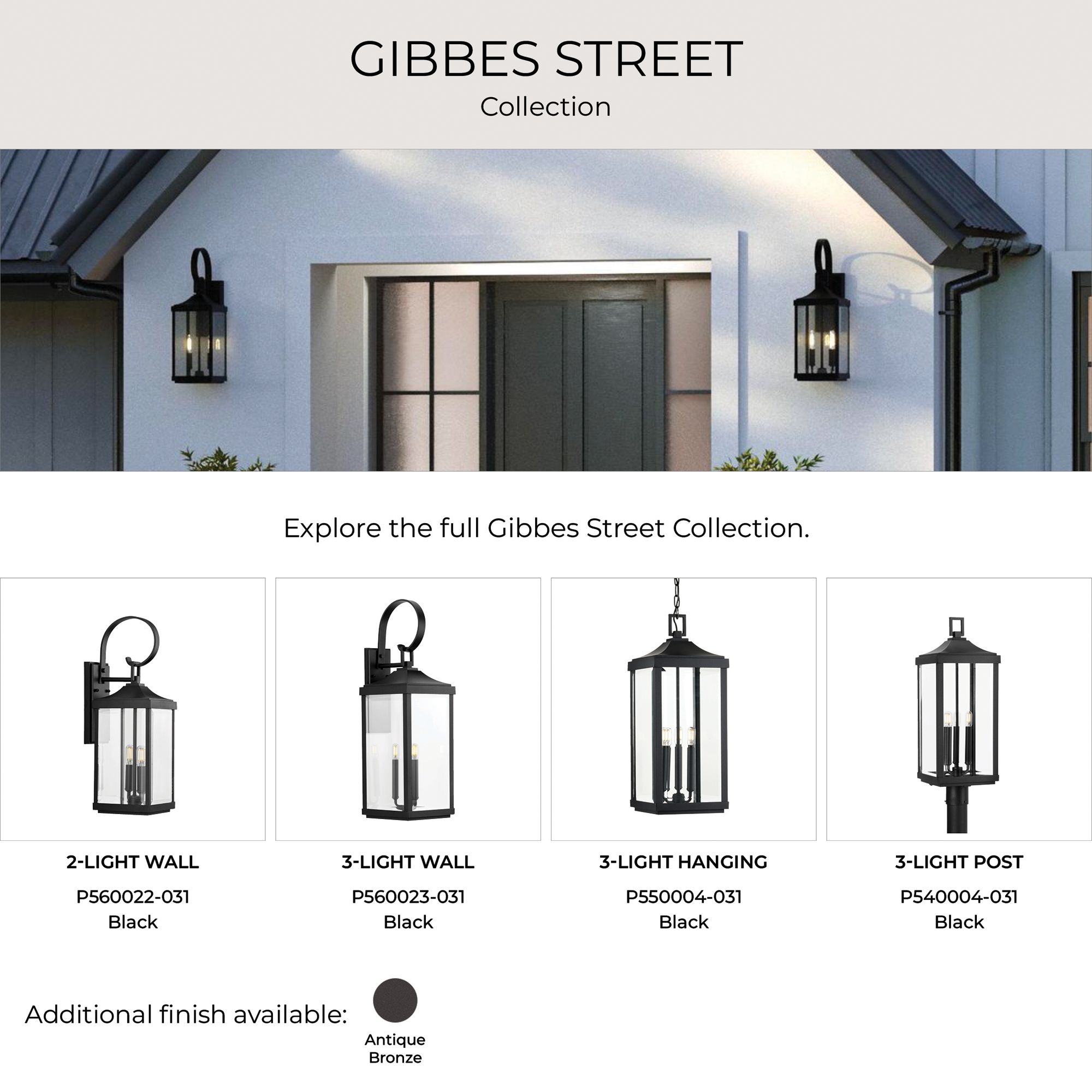 Gibbes Street Collection Textured Black 3-Light Large Wall-Lantern