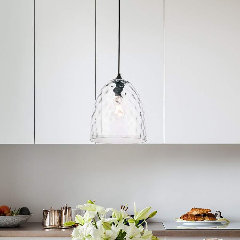 Image 1 Gibson 1 Lt Black And Clear Glass Pendant