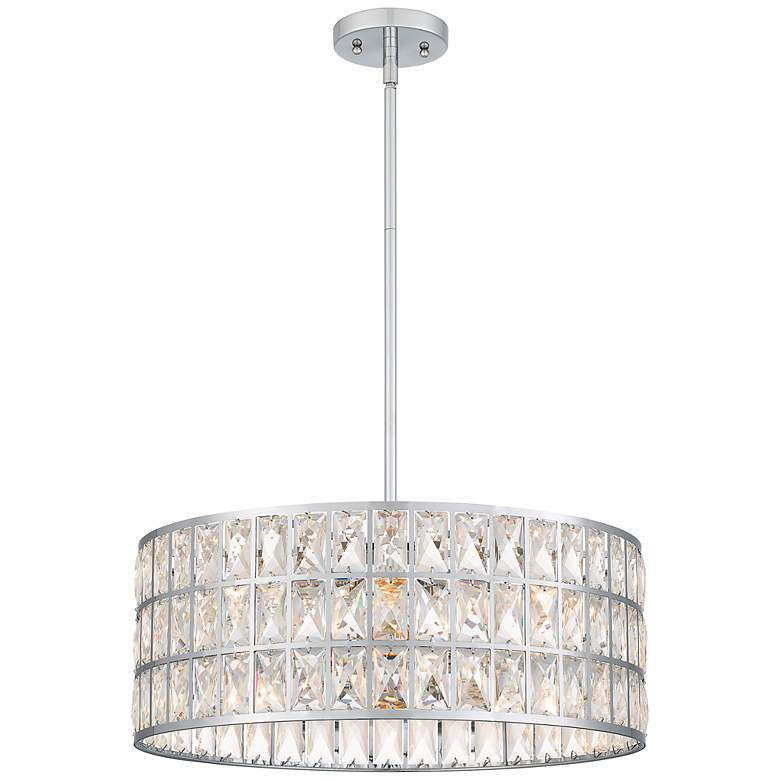 Image 1 Gibson 20"W Polished Chrome and Crystal Drum Pendant Light