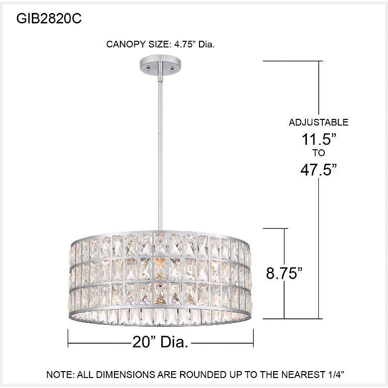 Image 7 Gibson 20"W Polished Chrome and Crystal Drum Pendant Light more views