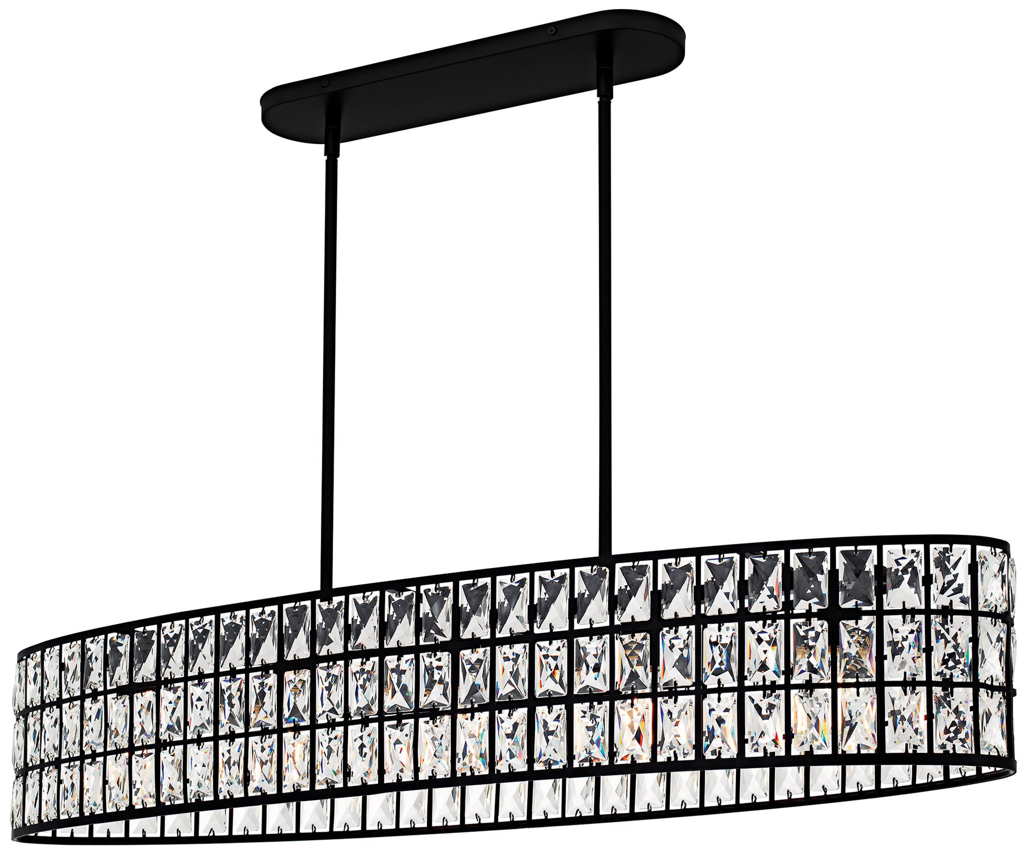 Gibson 42" Wide Black and Crystal 5-Light Linear Chandelier