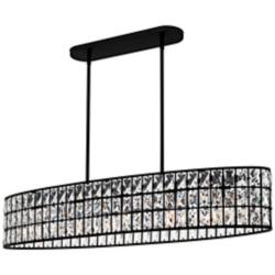 Gibson 42" Wide Black and Crystal 5-Light Linear Chandelier