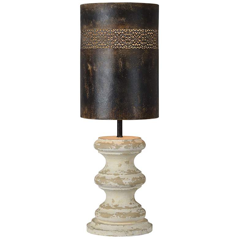 Image 1 Gibson Cottage Distressed White Candlestick Table Lamp with Metal Shade