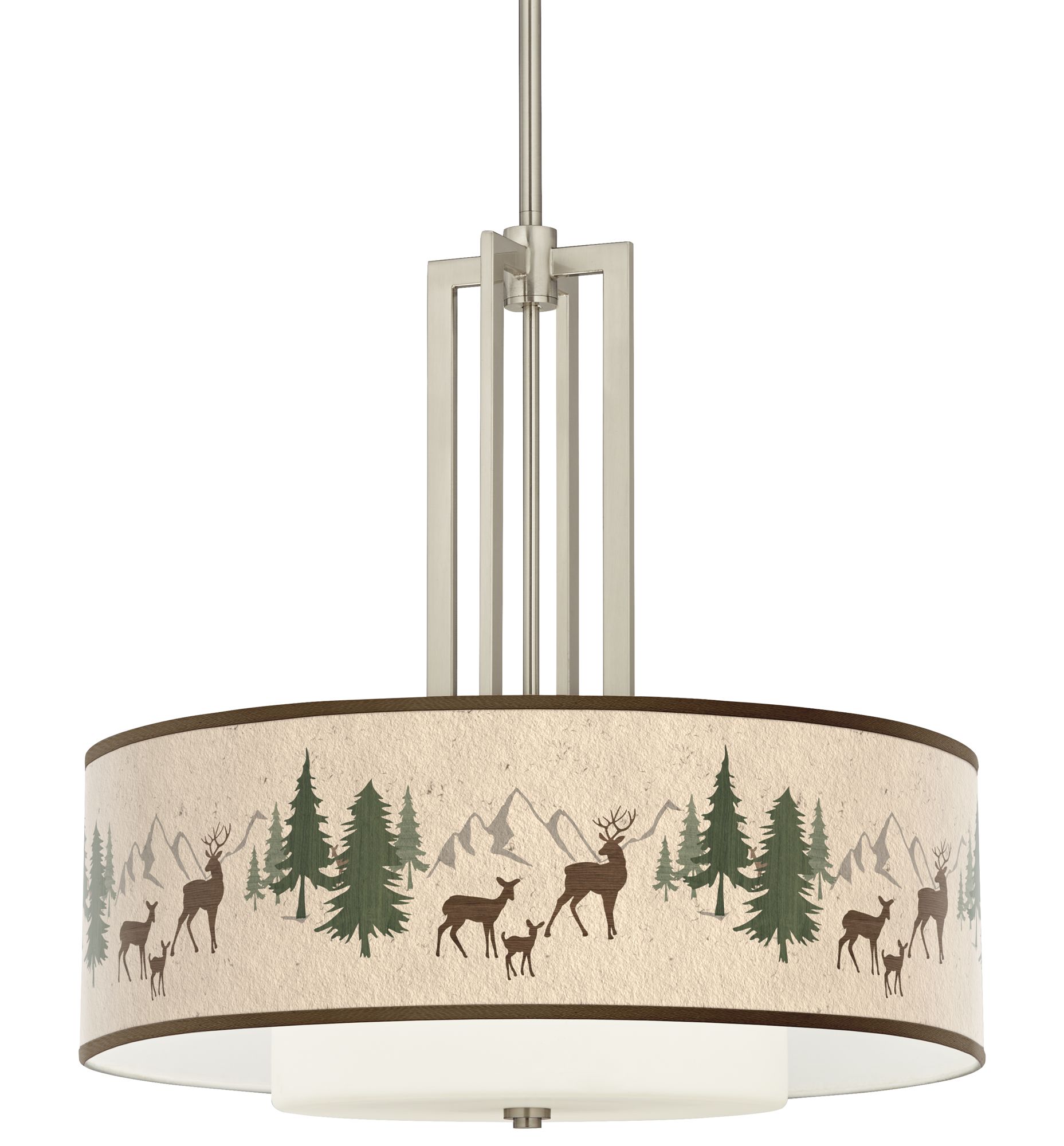 Giclee Art GICLEE GLOW DOUBLE DRUM PENDANT Brushed Nickel Collection
